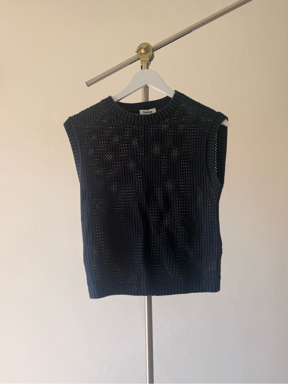 NWT Darling Navy Open Weave Knit Vest